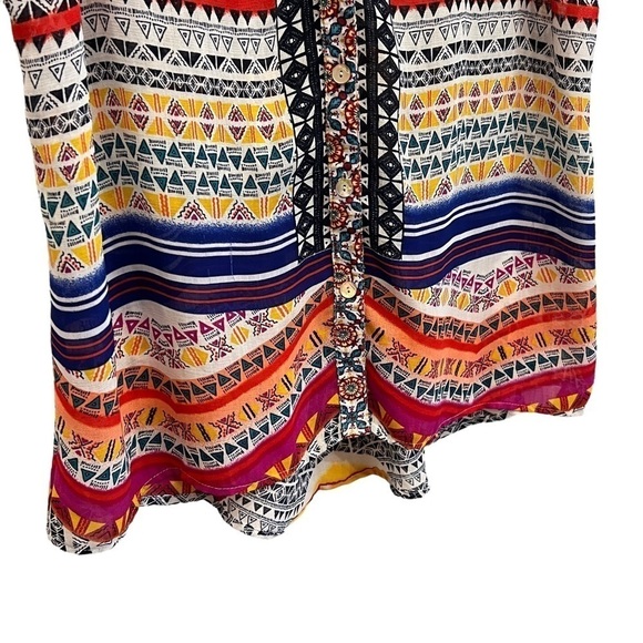 Valerie Stevens Womens Multicolor Sleeveless Lace Knit Back Boho Top, Sixe PXL. - Picture 3 of 15